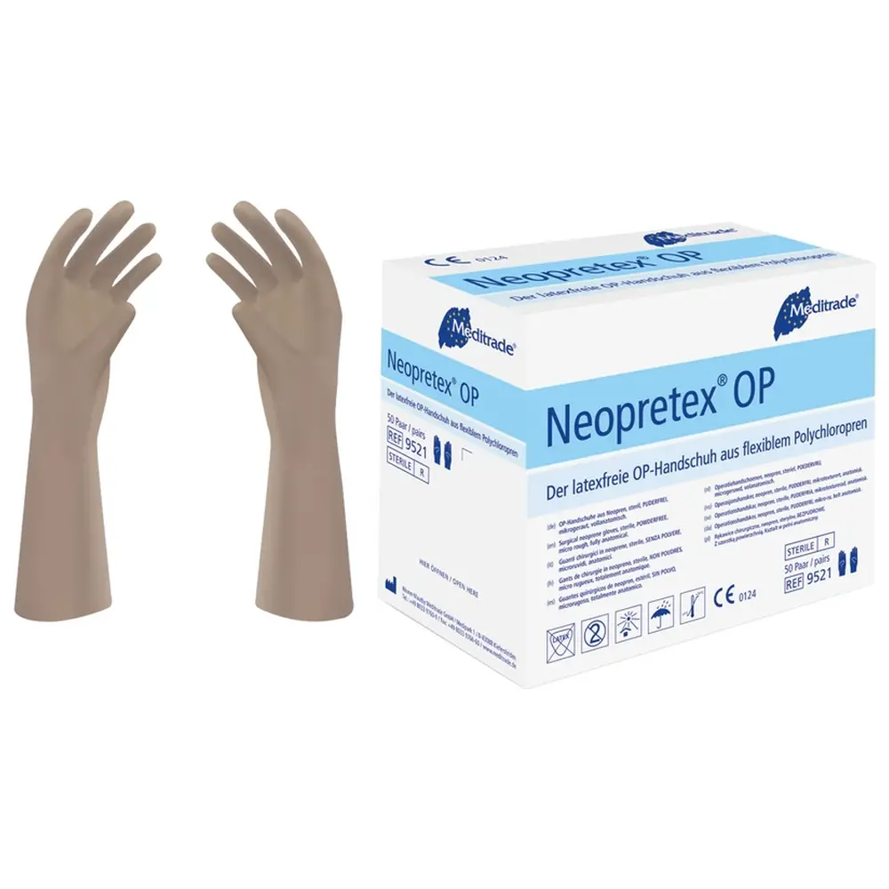 Meditrade Neopretex® OP - Packung 50 Paar puderfrei, braun, Größe 7