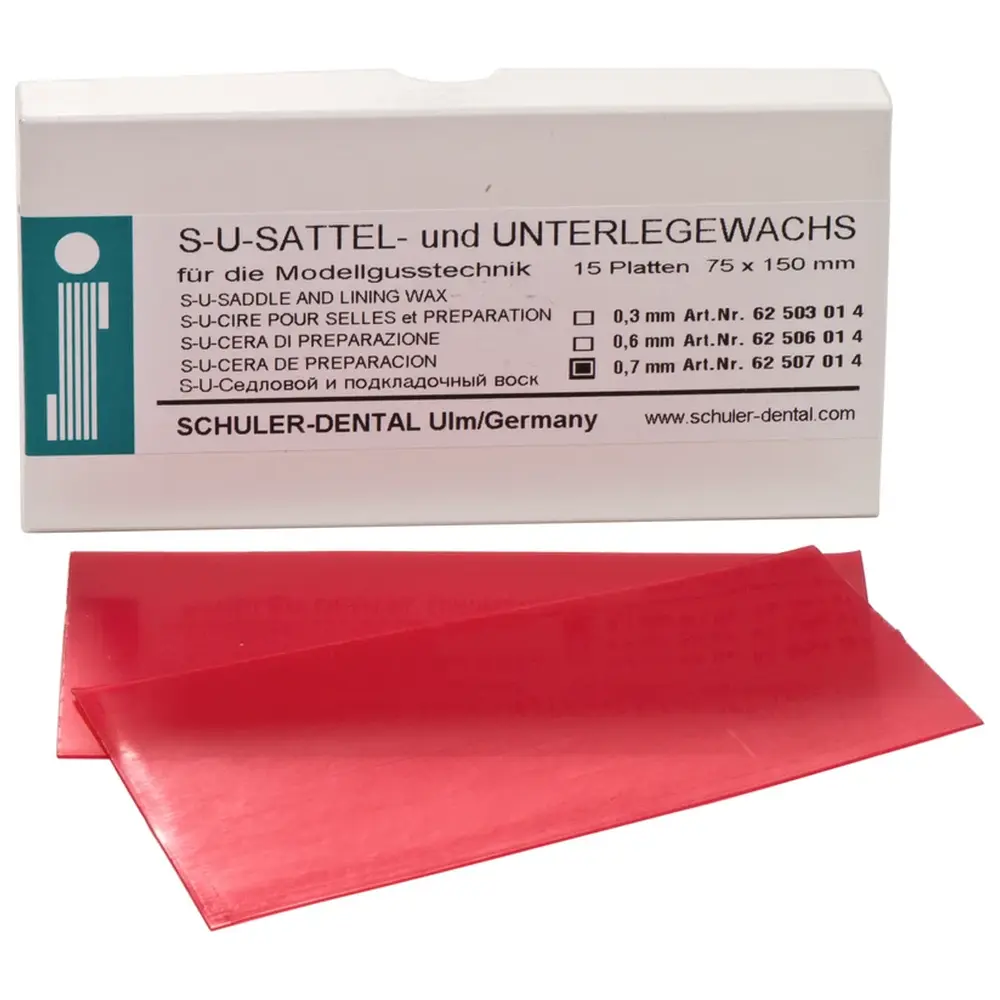 SCHULER-DENTAL S-U-SATTEL- und UNTERLEGEWACHS - Packung 15 Stück 150 x 75 mm, Stärke 0,7 mm
