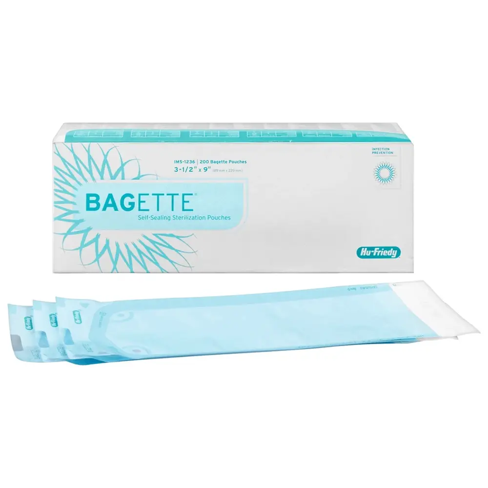 Hu-Friedy IMS Bagette Sterilisationstüten - Packung 200 Stück, IMS-1236, für 3-6 Instrumente, 89 x 229 mm