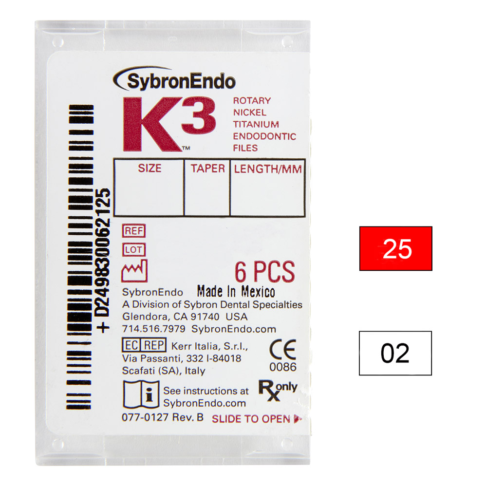 SybronEndo A Division of Ormco B.V. K3 NiTi-Files .02 Gr.25 21mm 6St