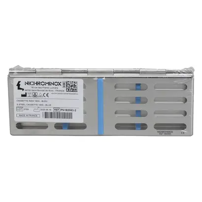 Nichrominox Kassette f.5 Instrumente 18x6cm blau St