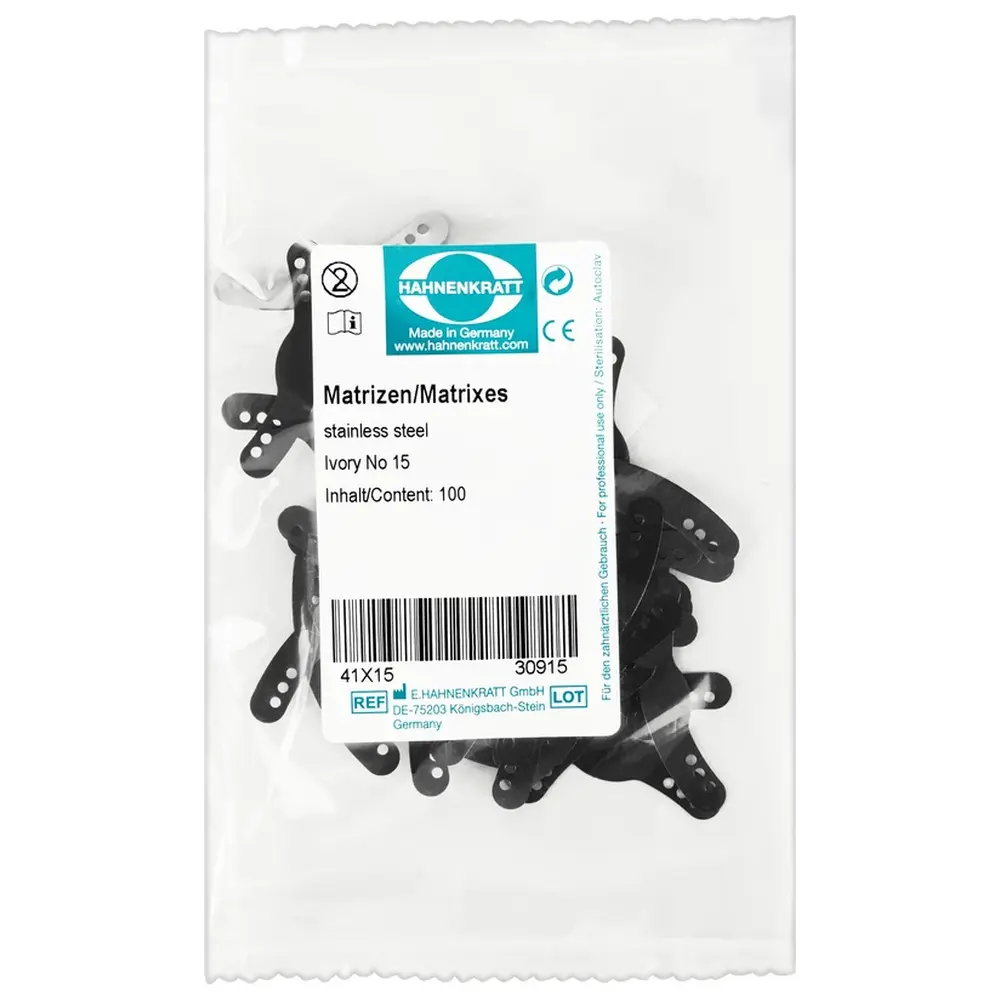 HAHNENKRATT Matrizen nach Ivory - Packung 100 Stück Stärke 0,04 mm, Nr. 15