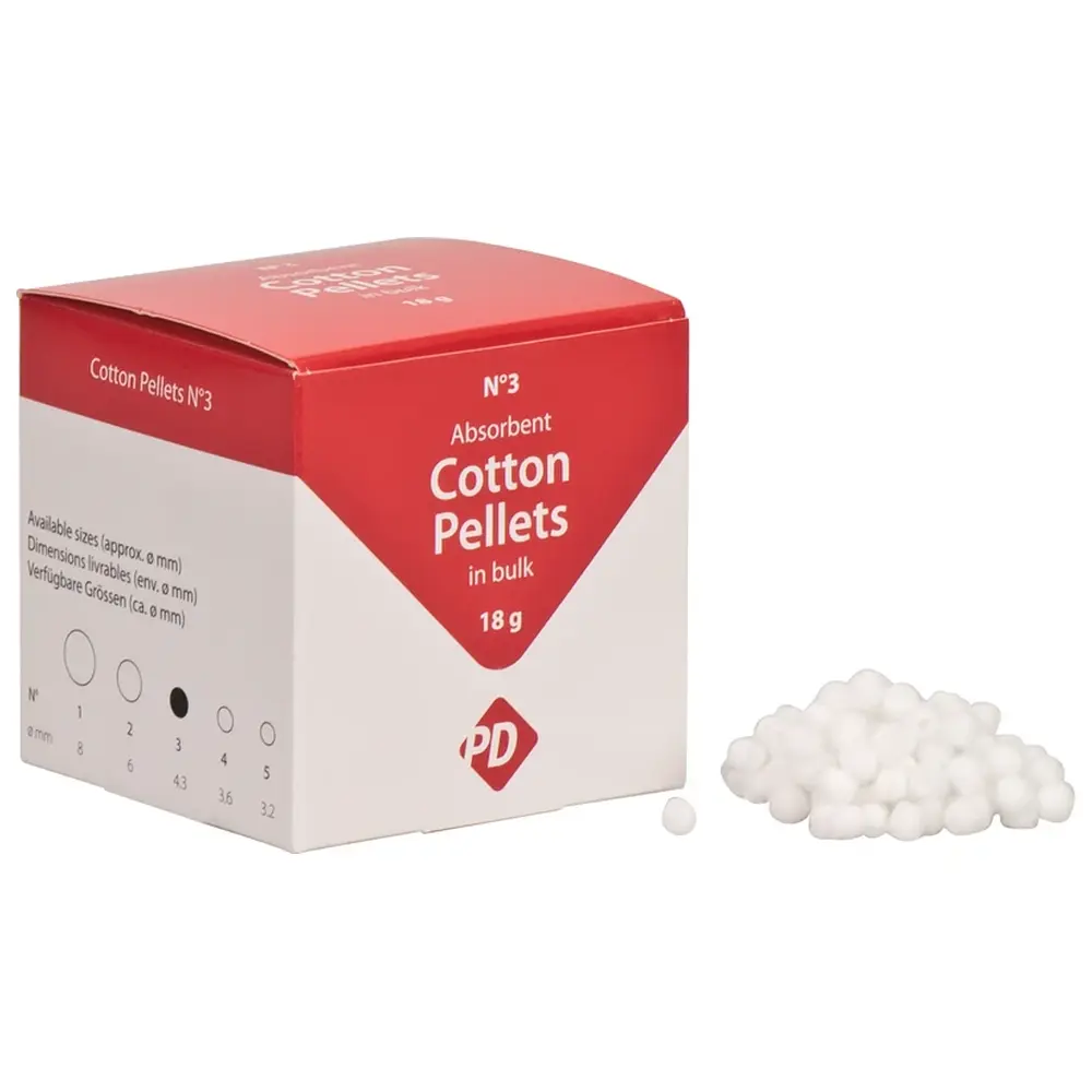 Produits Dentaires PD Wattekügelchen - Bulkpackung 18 g Ø 4,3 mm, Größe 3