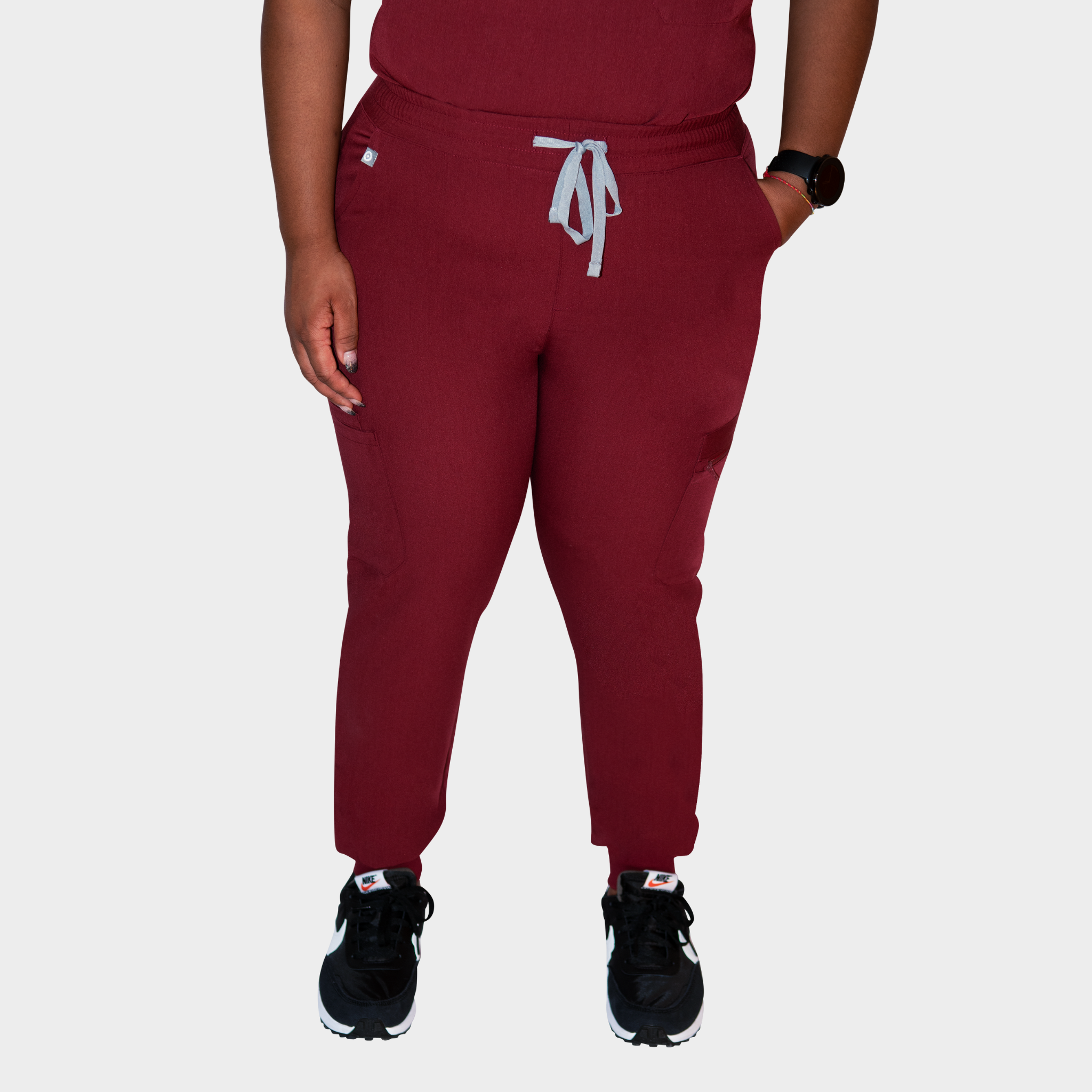 Hochgeschnittene Jogger-Hosen – Ambou, FlexComfort, 3XL, burgundy, mit Yoga-Hüftbund und 8 Taschen, für Damen, komfortable Pass