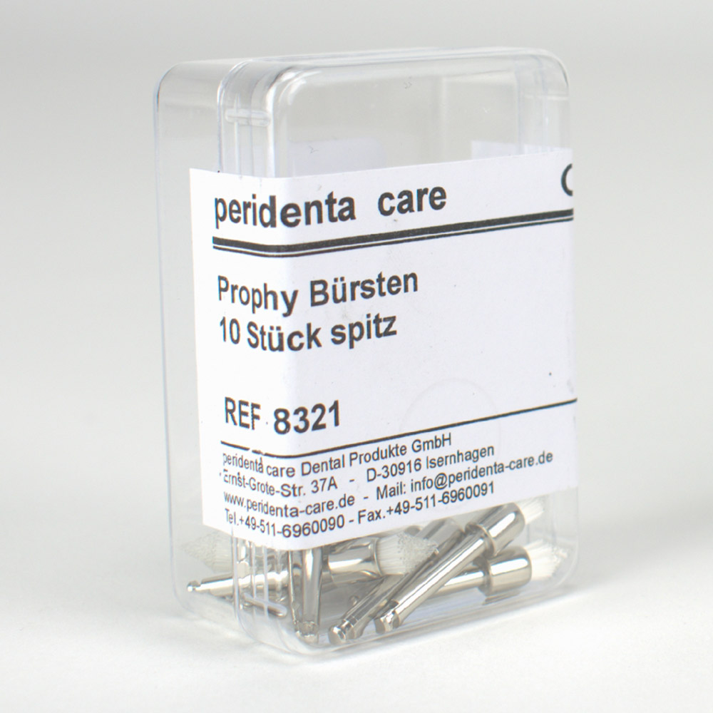Peridenta care Dental Produkte i.G. Prophy Bürsten Nyl. Wst D.5mm spitz 10st
