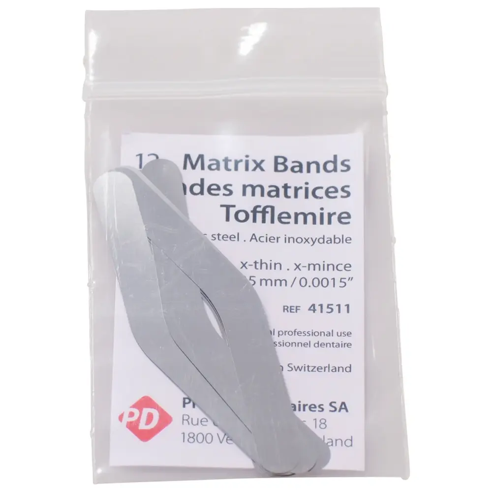 Produits Dentaires Matrizen nach Tofflemire - Packung 12 Stück Typ 1, Stärke 0,035 mm, für Erwachsene