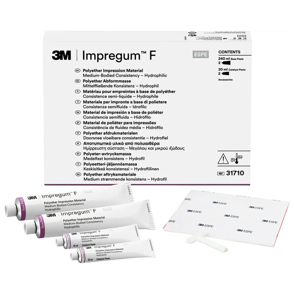 Solventum Dental Solutions Impregum™ F - Refill Packung 2 x 120 ml Basispaste, 2 x 15 ml Katalysator, 1 Anmischblock