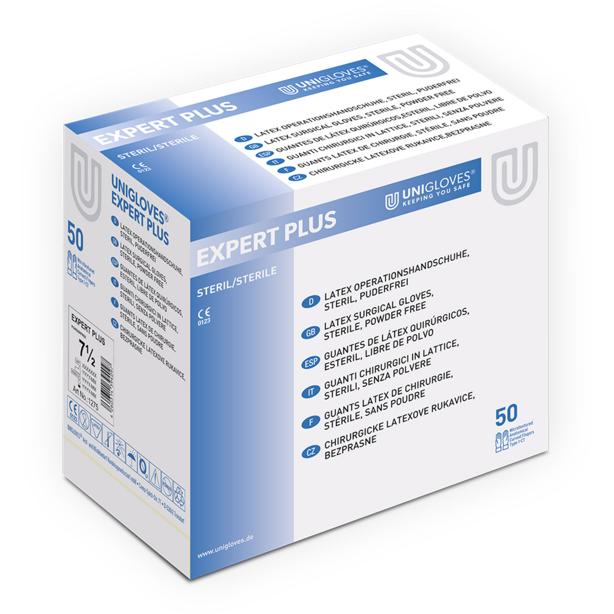 UNIGLOVES Expert Plus OP pdfr Gr.7,5 50Paar