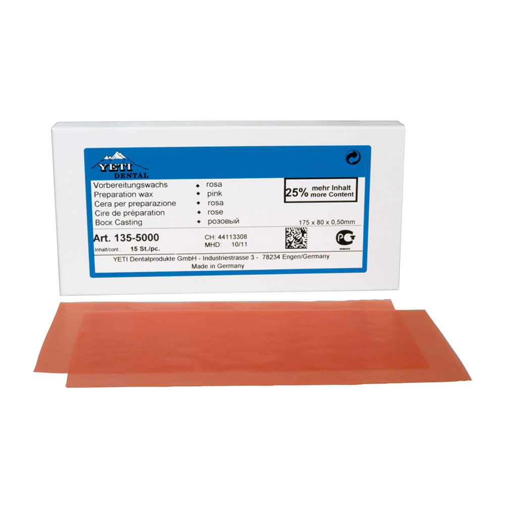 Yeti Dentalprodukte Vorbereitungswachs rosa 0,50mm 15St