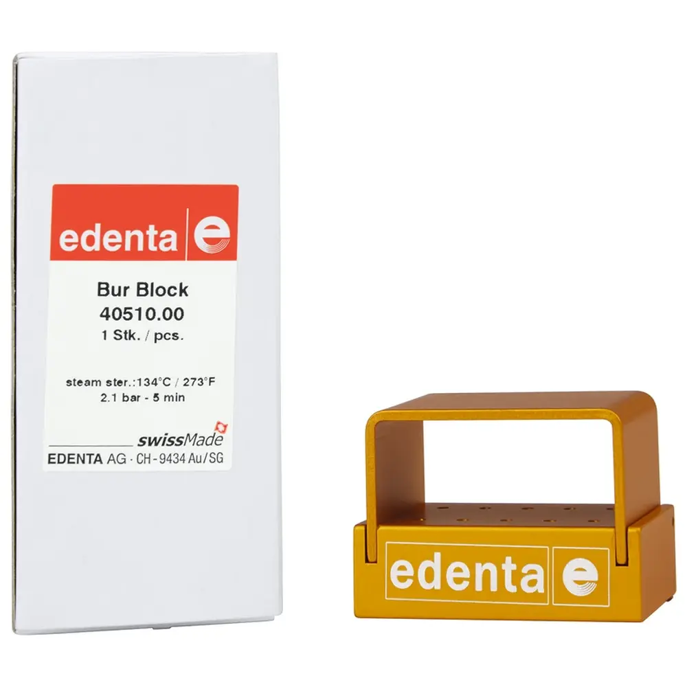 Edenta Bohrerständer Aluminium - Stück für 10 FG Instrumente, 41 x 25 x 28 mm