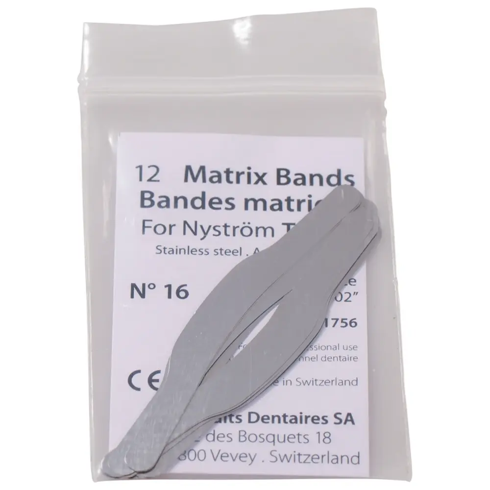 Produits Dentaires Matrizenbänder nach Nyström Type 8 - Packung 12 Stück dünn, Nr. 16