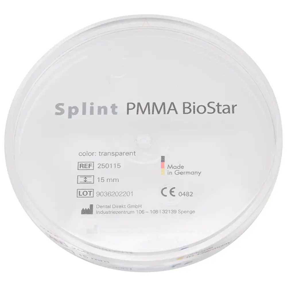 ERNST HINRICHS Splint PMMA BioStar - Stück H 15 mm, transparent