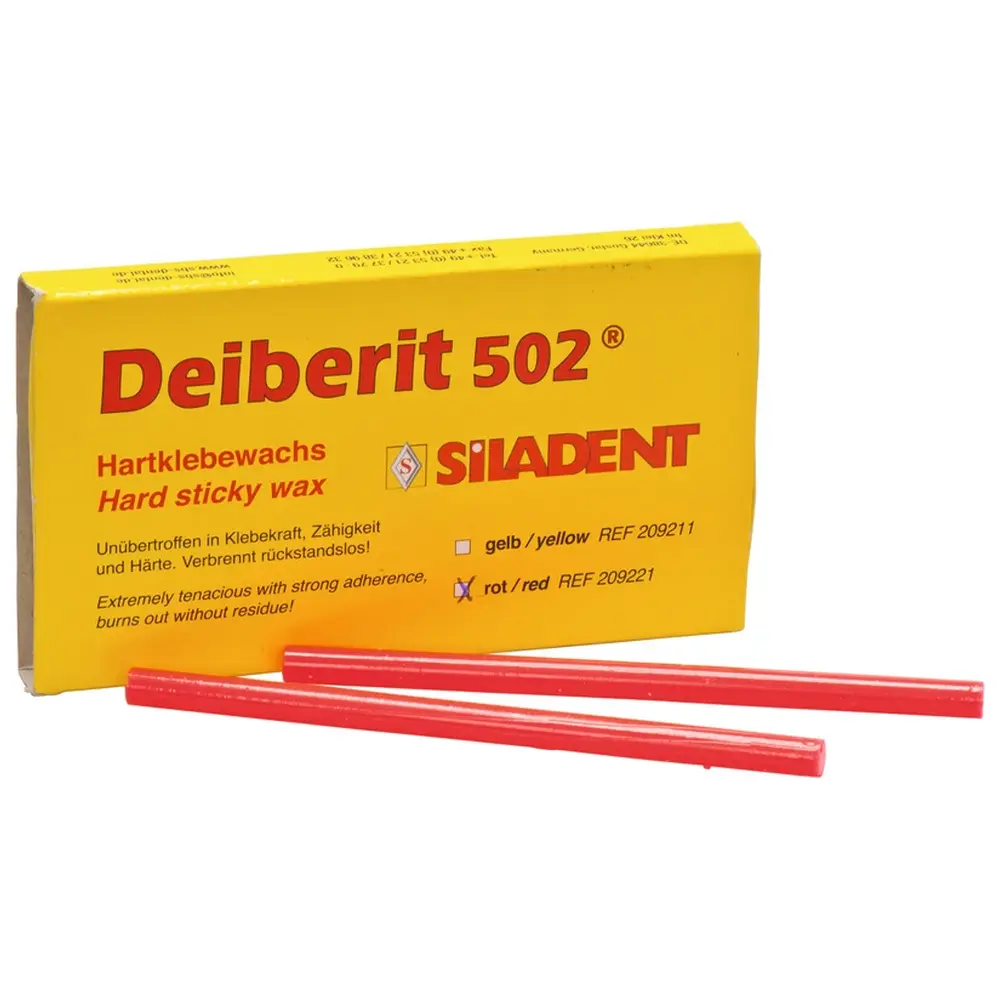 SILADENT Deiberit 502® - Packung 10 Stangen Hartklebewachs rot