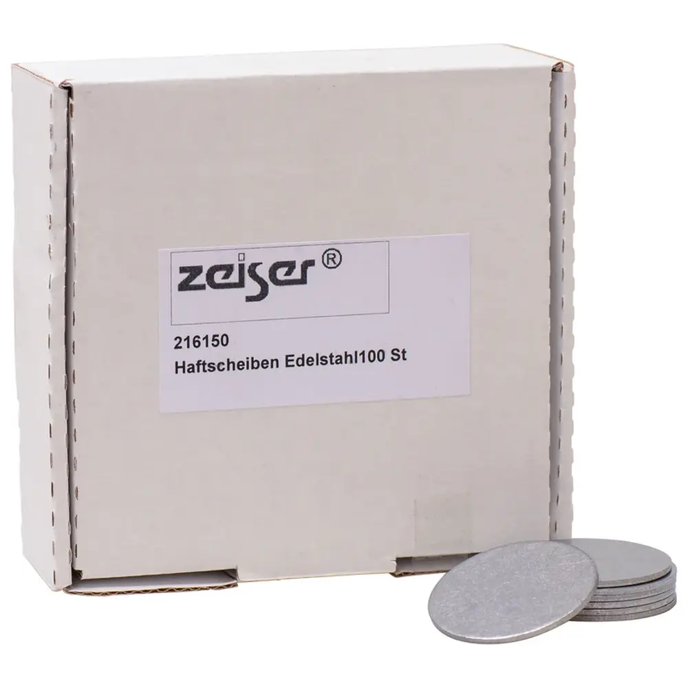 picodent Haftscheiben - Packung 100 Stück, Edelstahl Ø 35 x 1,5 mm