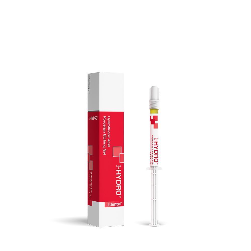 i-HYDRO Hydrofluoric Acid Ätzgel – 9%, 1,2ml Spritze, für Keramik, inkl. 5 Applikationsspitzen | i-dental