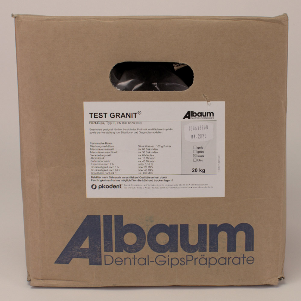 Albaum Dental Dental-Gips-Geräte Test Granit weiß 20Kg Karton