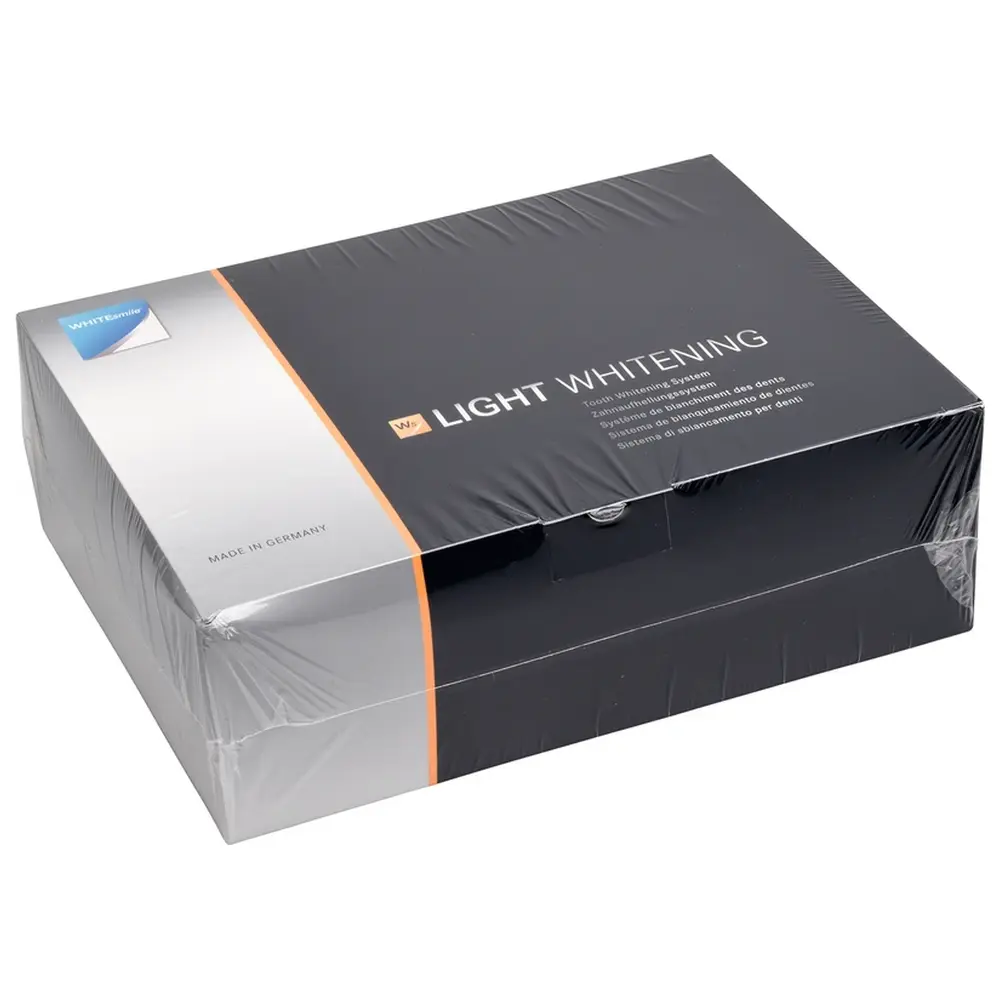 WHITEsmile LIGHT WHITENING AC 32% - 2-Patienten-Kit 6 x 2,5 ml Spritze (gemischt) grün, 3 x 3 g Gingiva Protector, 3 x 3 mal After Whitening Mousse, Zubehör