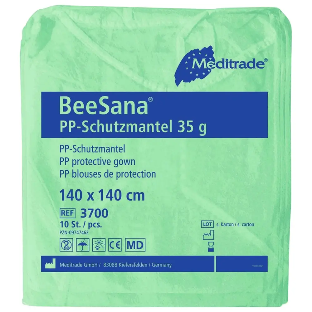 Meditrade BeeSana® PP-Schutzmantel - Karton 10 x 10 Stück grün, 140 x 140 cm