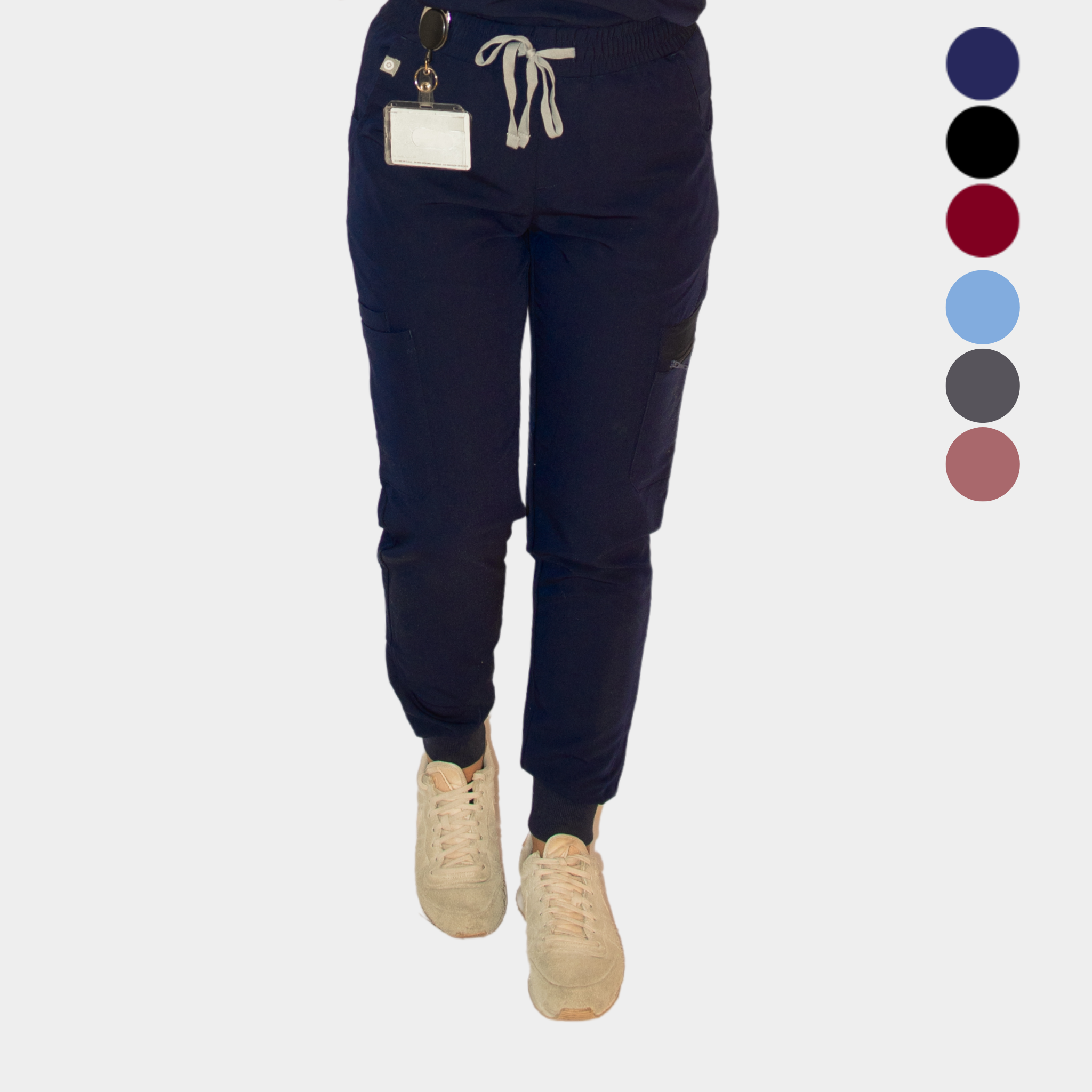 Hochgeschnittene Jogger Kasack Hosen – Ambou, Navy, XS, mit Yoga-Hüftbund und 8 Taschen, Damen Pants, AMBOUx Technologie