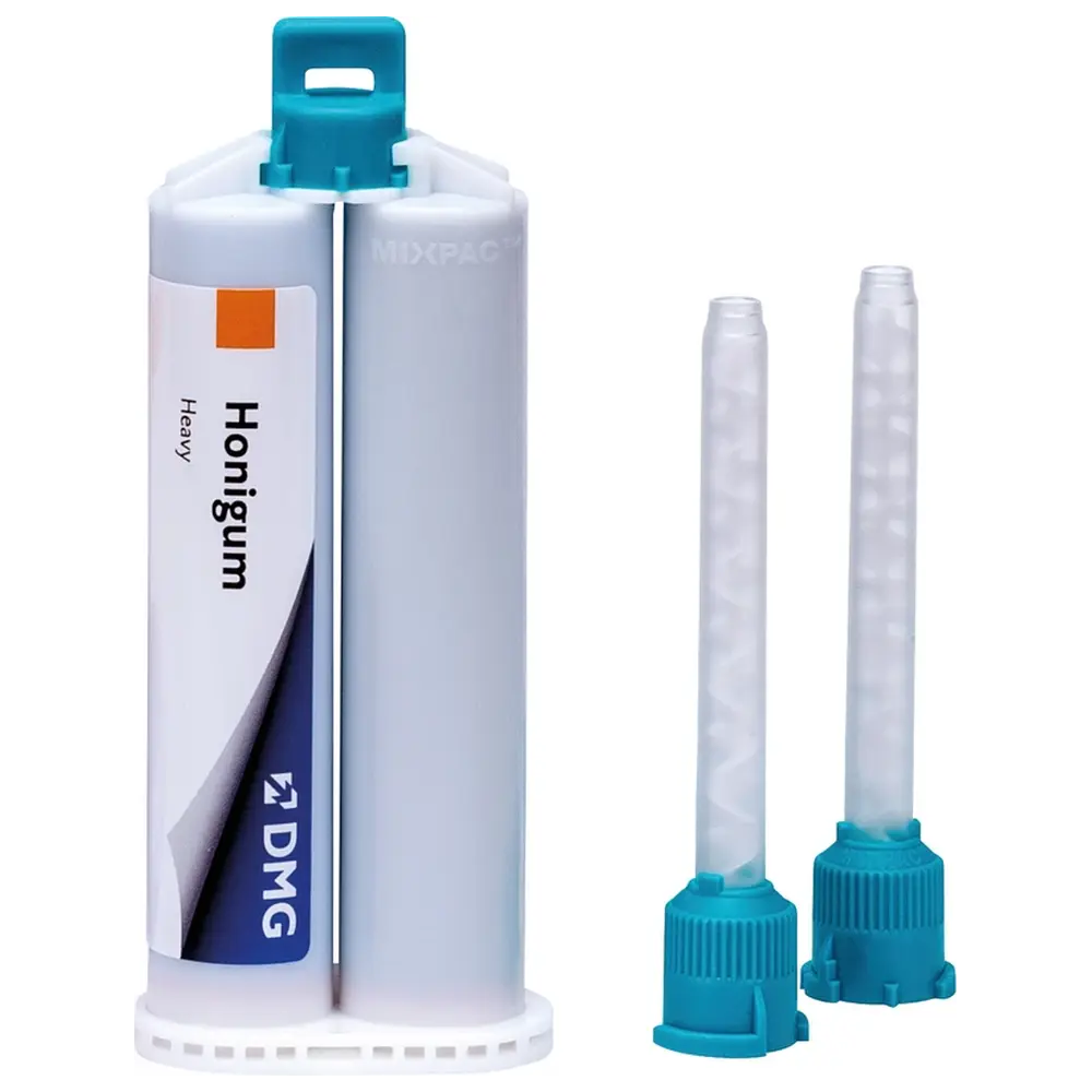 DMG Honigum Heavy - Vorteilspackung 8 x 50 ml Doppelkartusche Heavy, 16 Automix-Tips