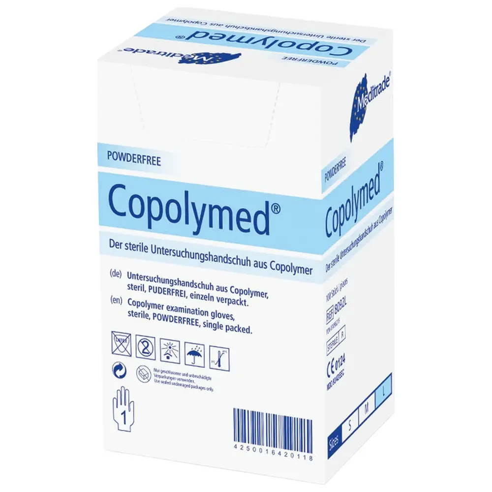 Meditrade Copolymed™ - Karton 12 x 100 Stück puderfrei, steril, weiß, L
