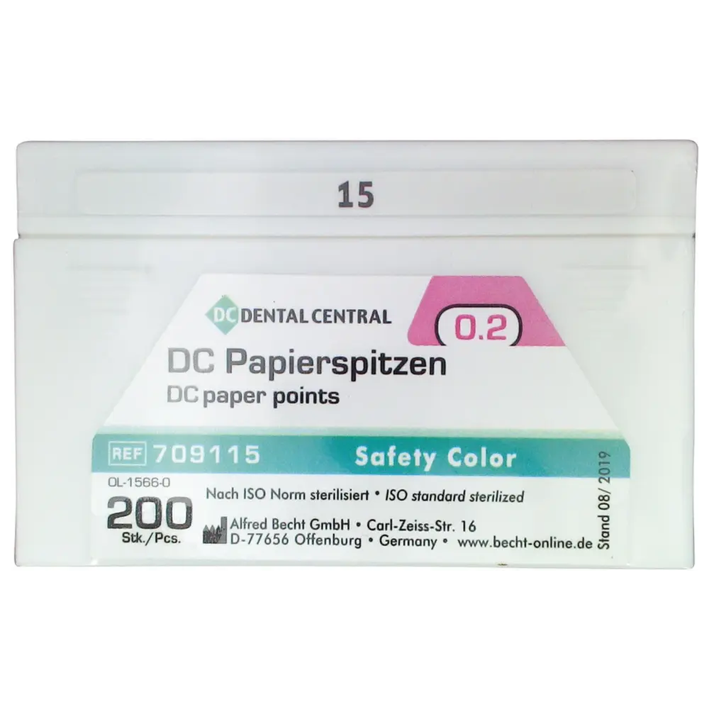 DC Dental Central DC Papierspitzen Color - Packung 200 Stück ISO 015