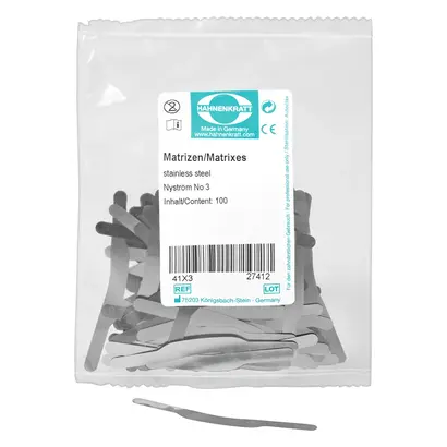 HAHNENKRATT Matrizen nach Nyström - Packung 100 Stück Stärke 0,04 mm Nr. 3