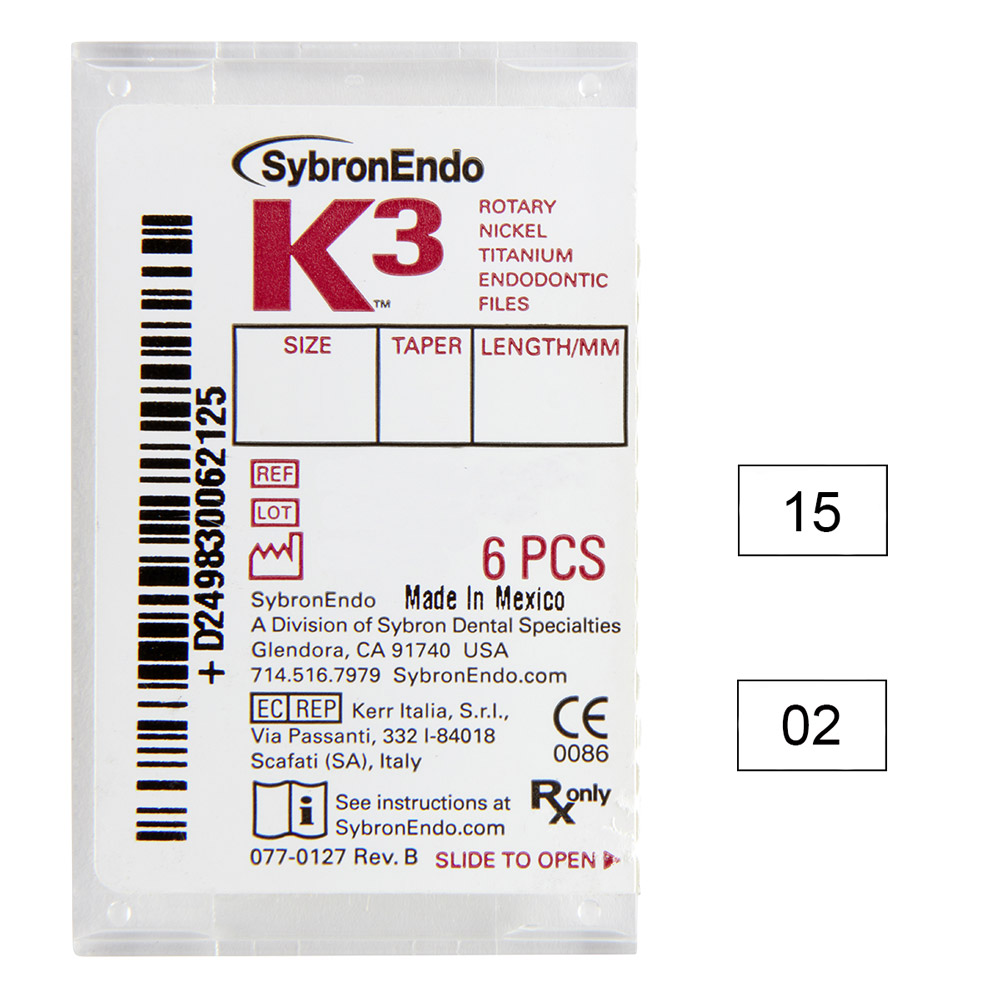 SybronEndo A Division of Ormco B.V. K3 NiTi-Files .02 Gr.15 30mm 6St