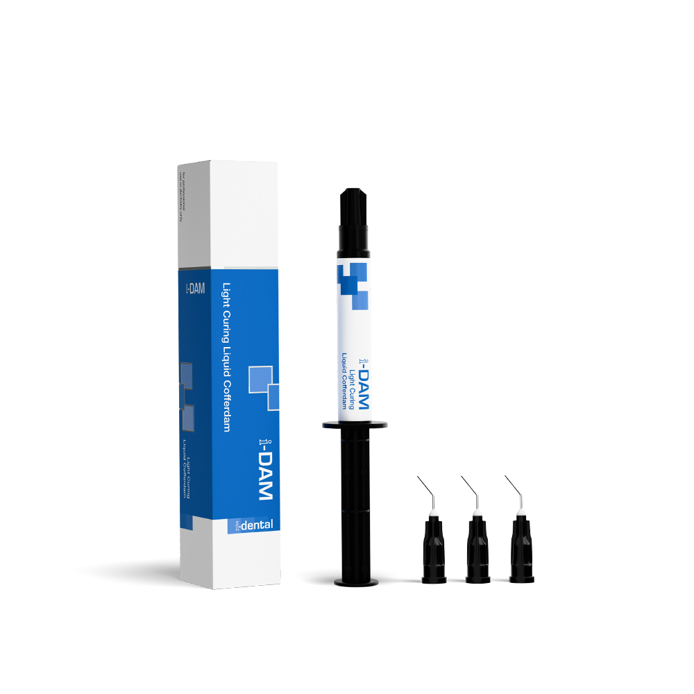 i-DAM Cofferdam – i-dental Light, 3,5g Spritze, blau, inkl. 3 Tipps | dentale Materialien, Zahnarztbedarf