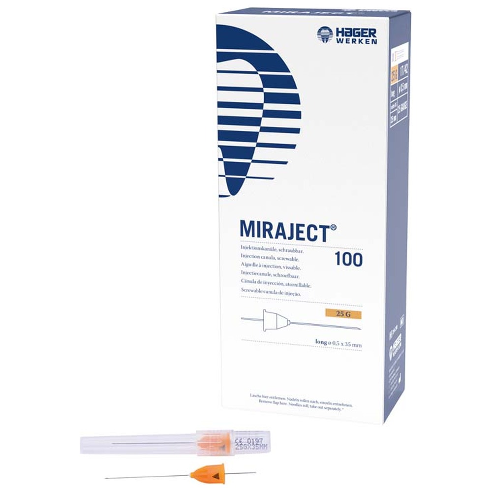 Hager & Werken MIRAJECT® Injektionskanülen - Packung 100 Stück orange, Ø 0,5 mm, G25 17/42 lang
