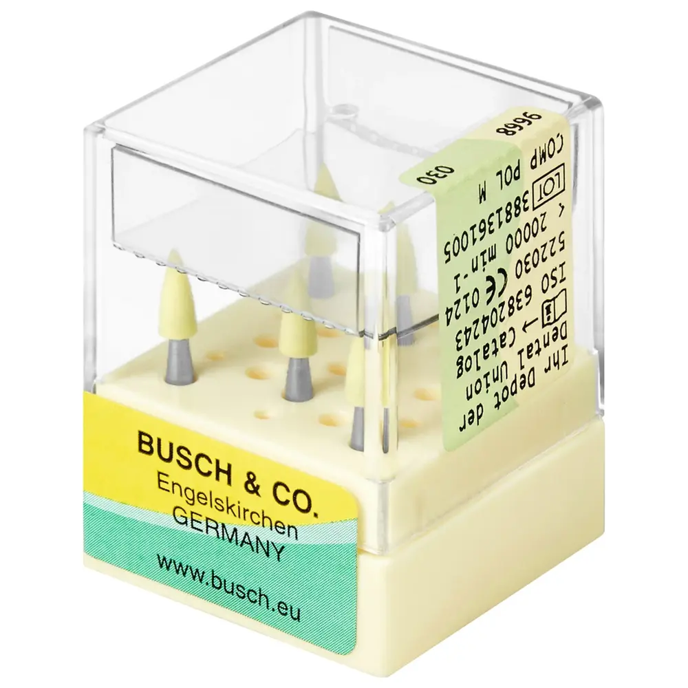 Busch 2-stufiges Poliersystem f. Komposit - Packung 6 Stück gelb mittel, RA, ISO 030