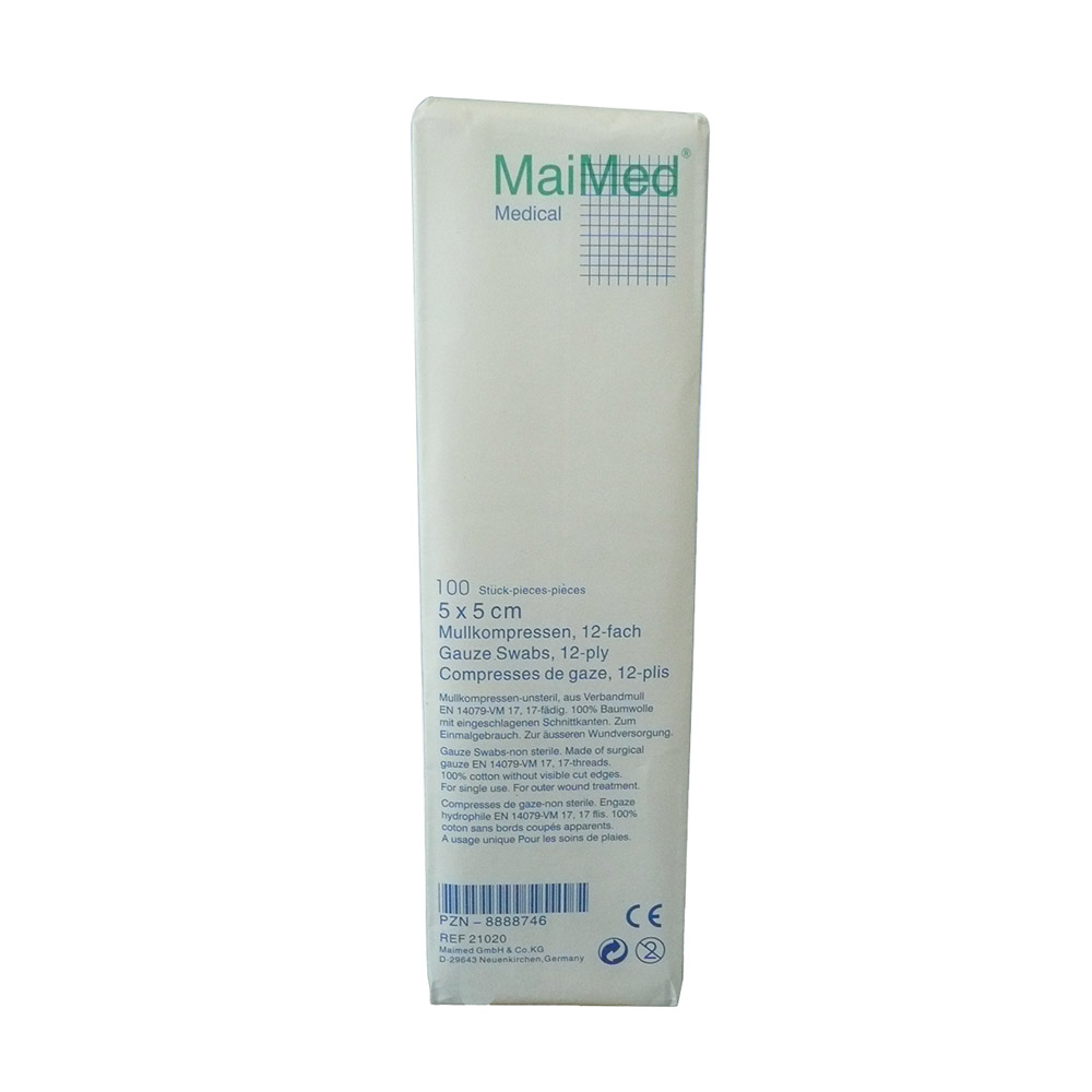 MaiMed Medical Mullkompressen 5x5 12fach unst. 100St