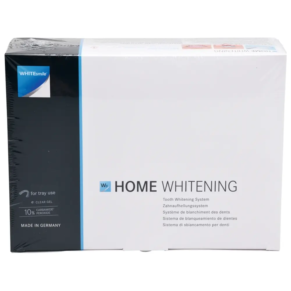 WHITEsmile HOME WHITENING - Slim Kit 8 x 1,2 ml Zahnaufhellungsgel 10 % CP, 2 x 1,2 ml After Whitening Mousse, Zubehör