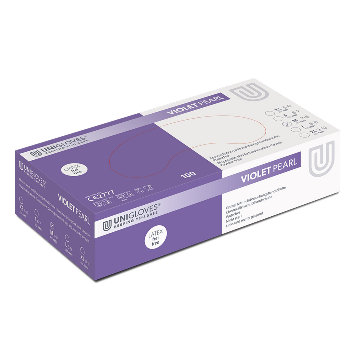 UNIGLOVES Nitril Violet Pearl M 7-8 100St