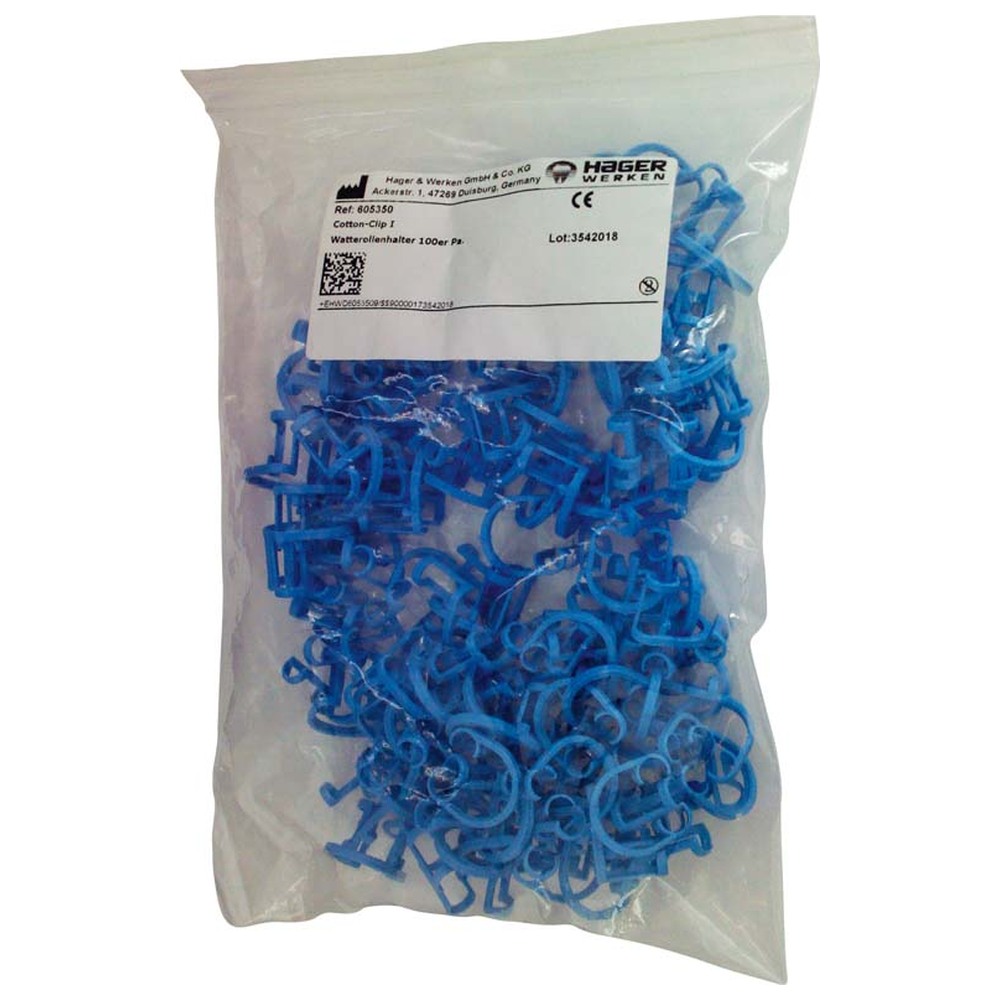 Hager & Werken Cotton Clip - Packung 100 Stück blau, Kunststoff