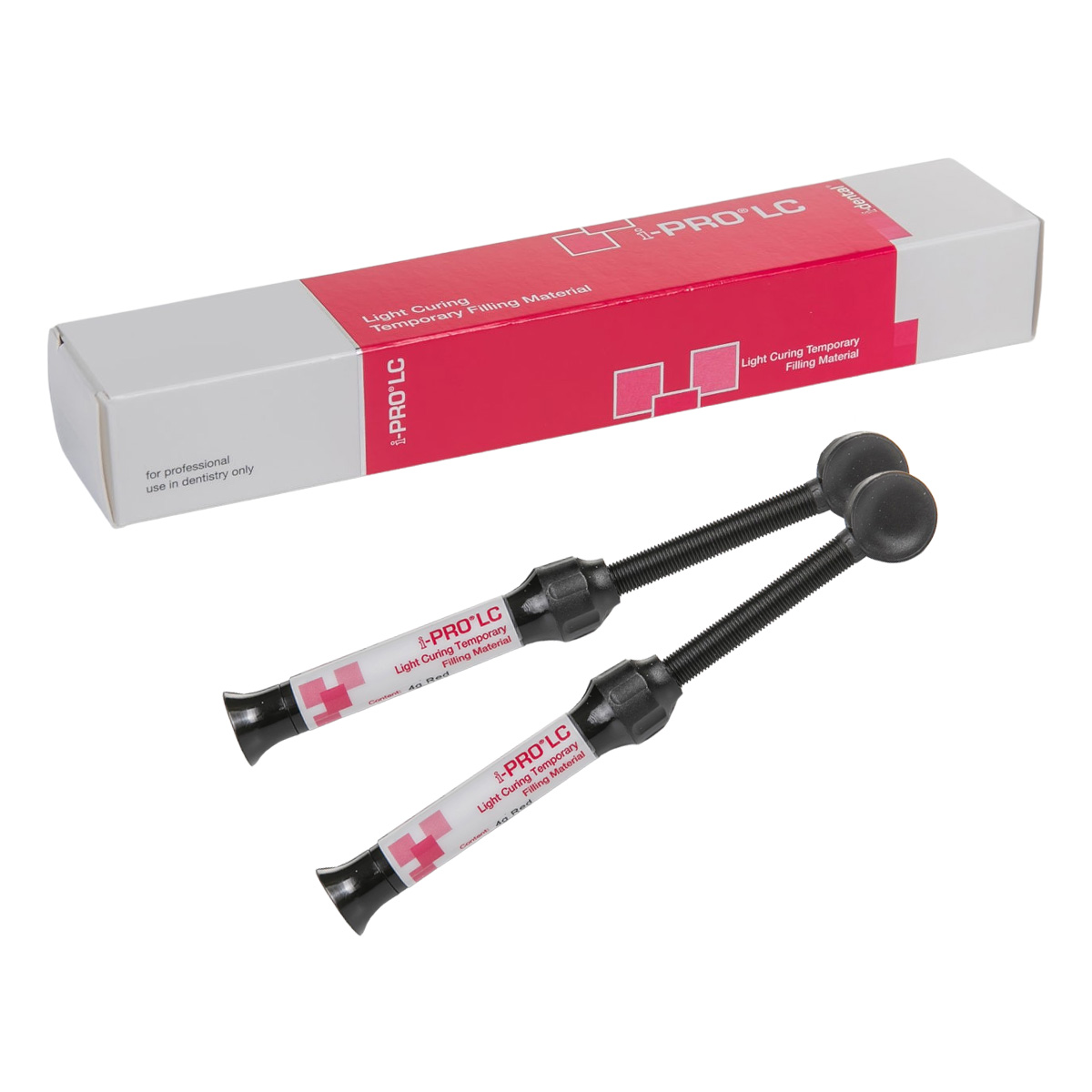 i-PRO LC i-dental Light Temporäre Füllmaterial – Lichtgehärtet, rot, 2x4g Spritzen, Zahnarztbedarf, Dentalmaterialien