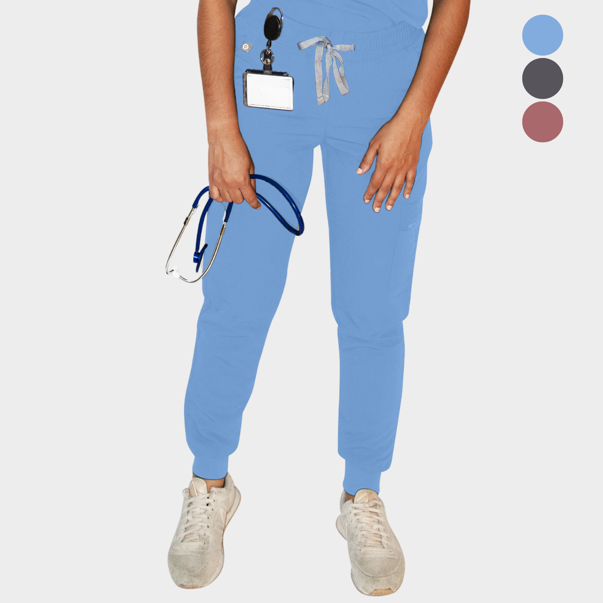 Jogginghose Damen – Ambou Hera FlexComfort, hochgeschnitten, schmal geschnitten, Yoga-Hüftbund, 8 Taschen, Farbe Ceil Blue, Größe M