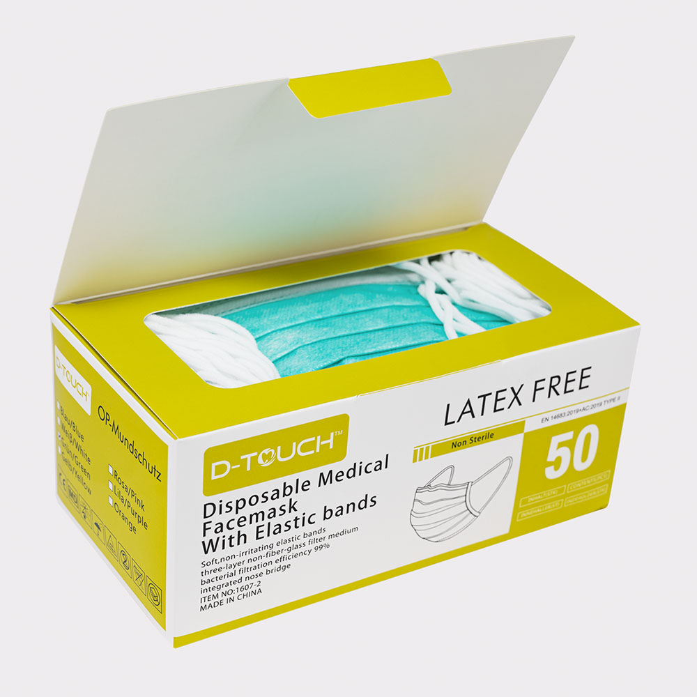 TopDent d-touch Mundschutz grün latexfrei 50St