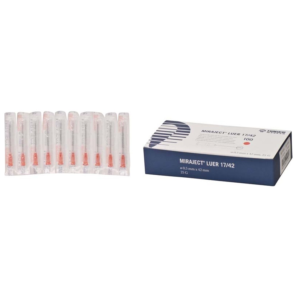 Hager & Werken MIRAJECT® LUER - Packung 100 Stück rot, G25 Ø 0,5 x 42mm