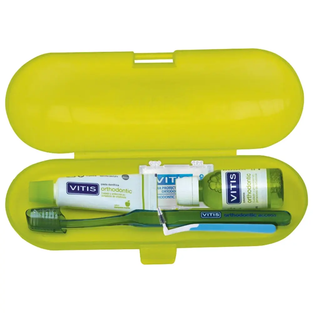 DENTAID VITIS® orthodontic Set - Set Zahnpasta, Mundspülung, Zahnbürste, Wachs