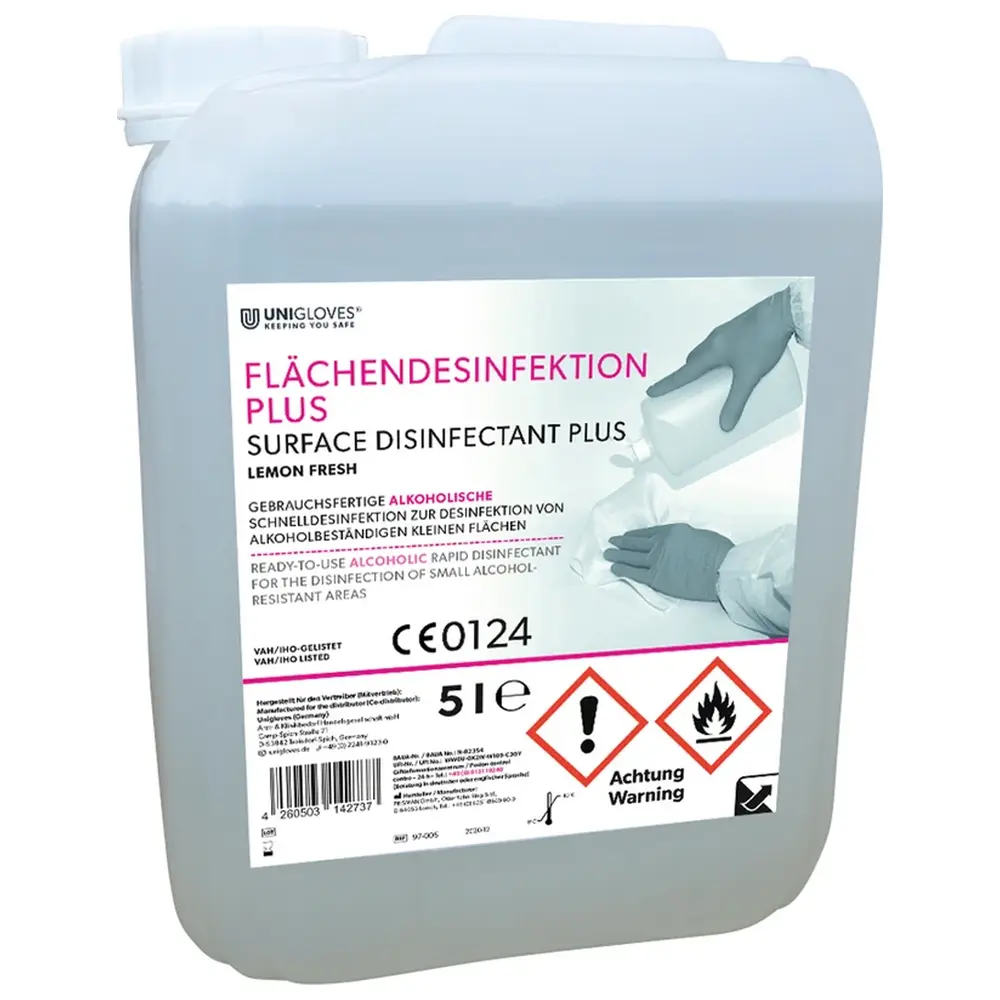 UNIGLOVES Flächendesinfektion PLUS - Kanister 5 Liter lemon fresh