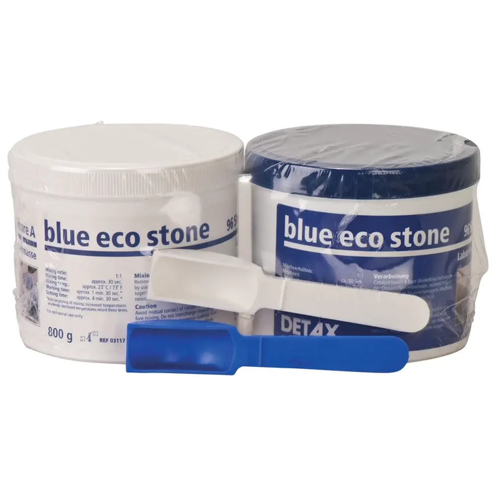 DETAX blue eco stone - Standardpackung 800 g Base, 800 g Katalysator, 2 Dosierlöffel