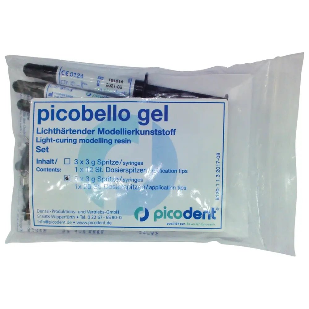 picodent picobello gel - Set 5 x 3 g Spritzen, 20 Dosierspitzen