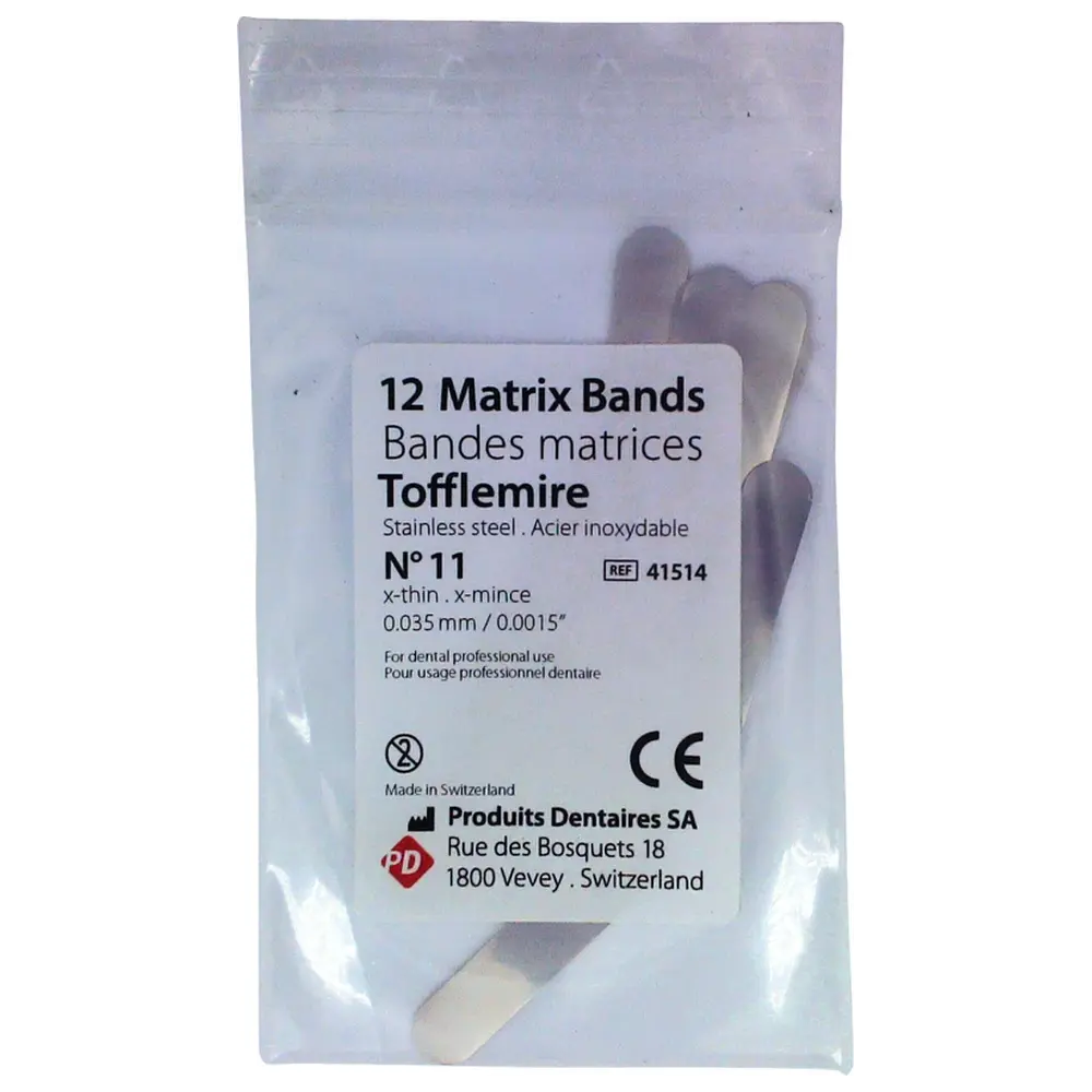 Produits Dentaires Matrizen nach Tofflemire - Packung 12 Stück Typ 11, Stärke 0,035 mm, für Erwachsene