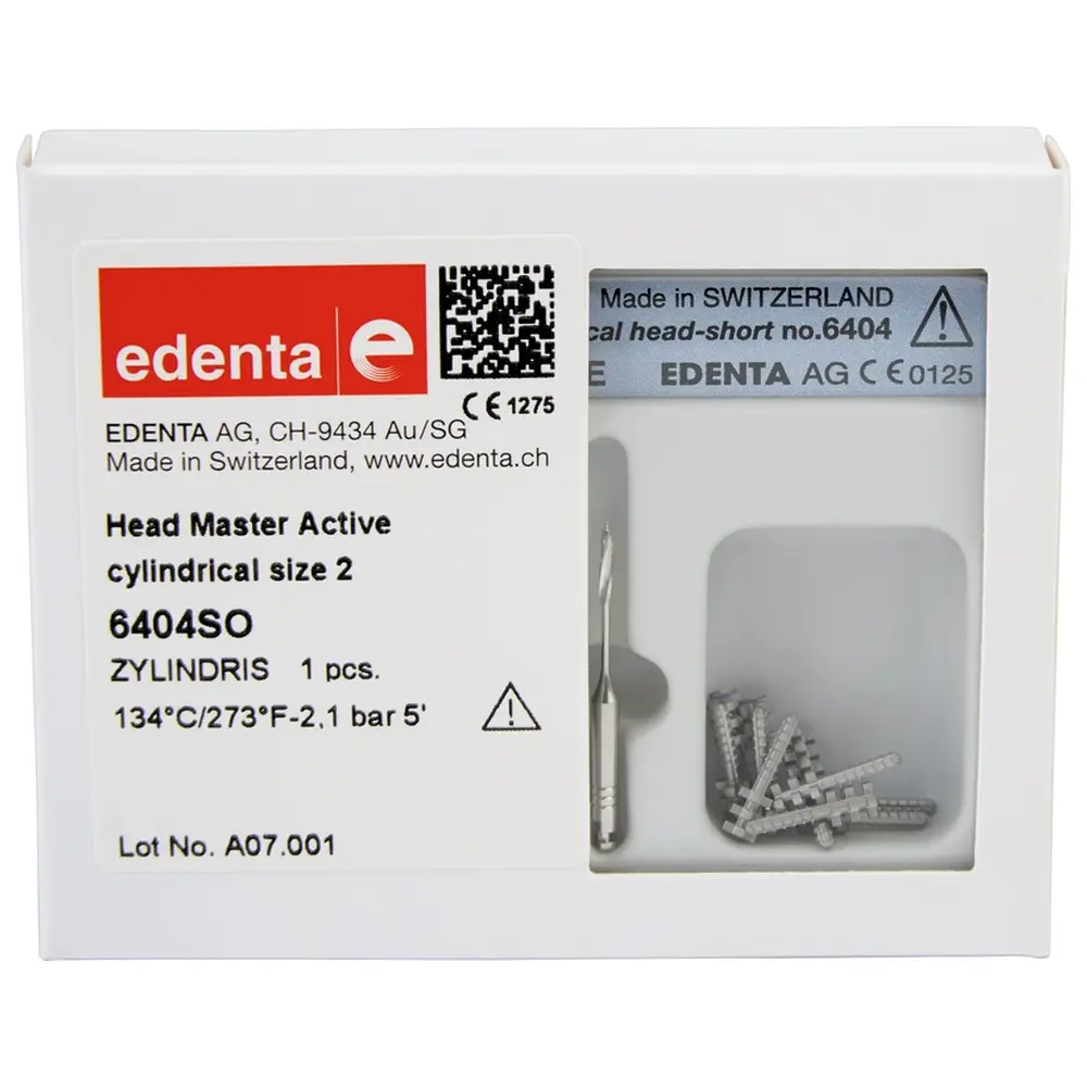 Edenta HeadMaster zylindrisch, aktiv - Sortiment Gr. 2, kurz