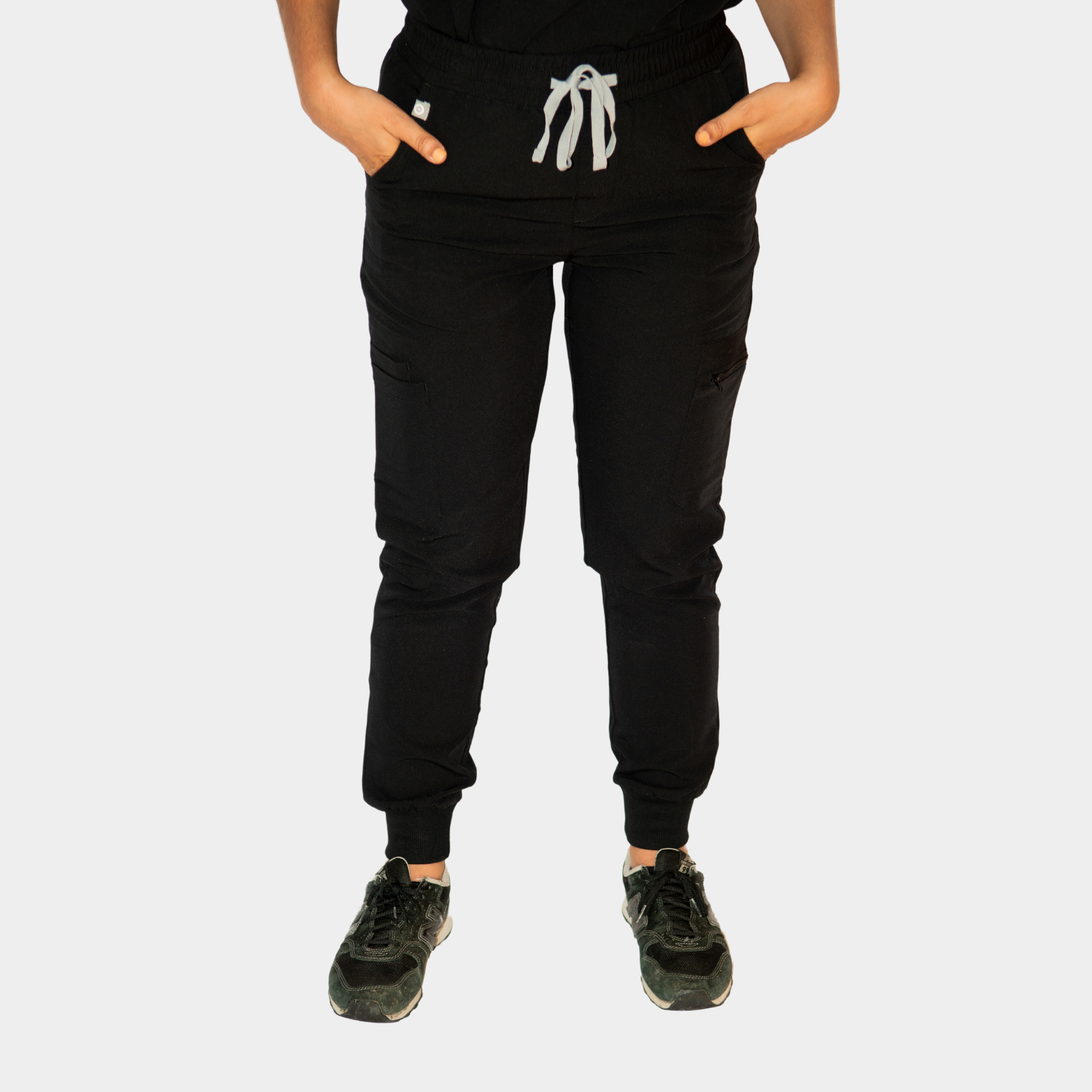 Hochgeschnittene Jogger-Hosen – Ambou FlexComfort, Schwarz, XS, 8 Taschen, Yoga-Hüftbund, Damen