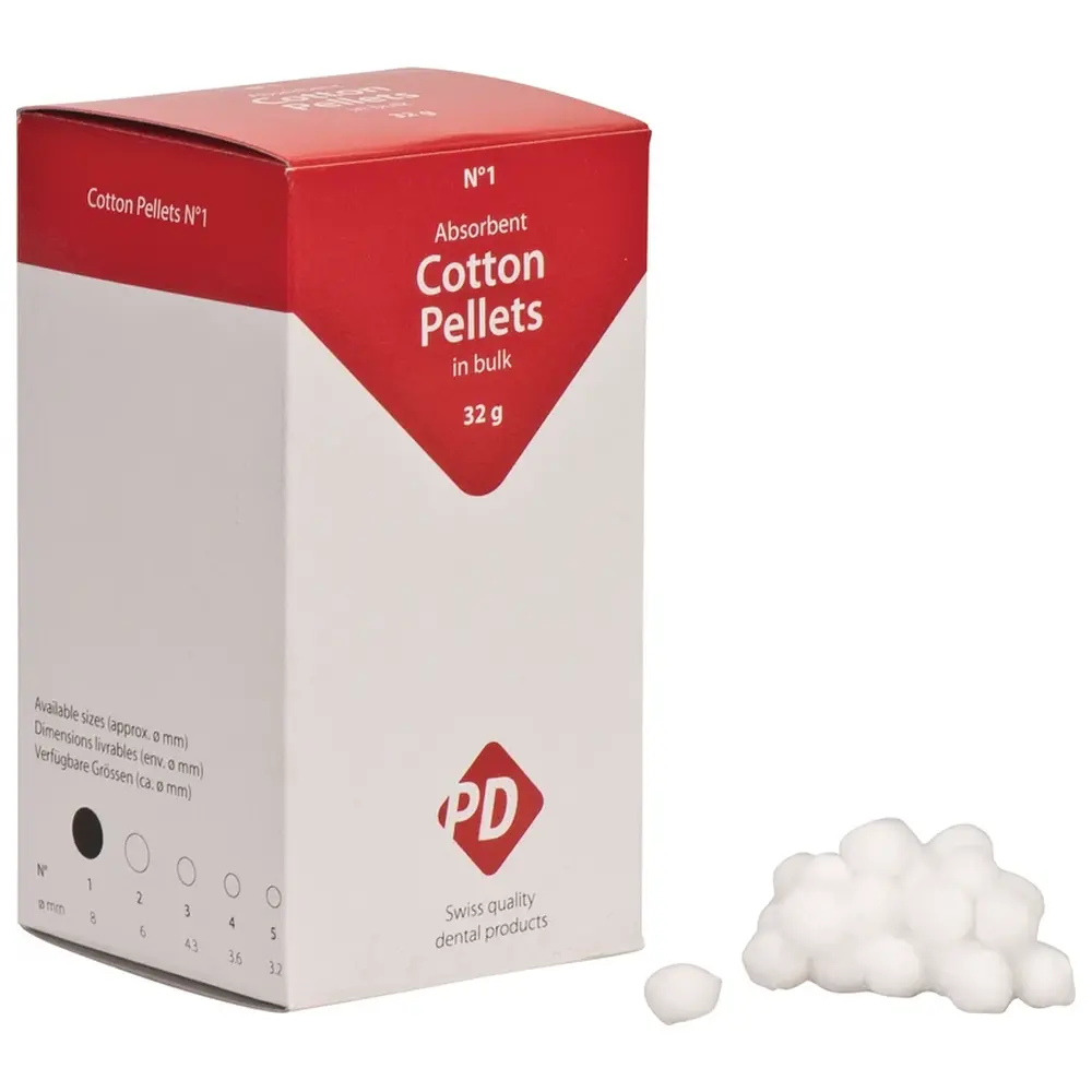 Produits Dentaires PD Wattekügelchen - Bulkpackung 32 g Ø 8 mm, Größe 1