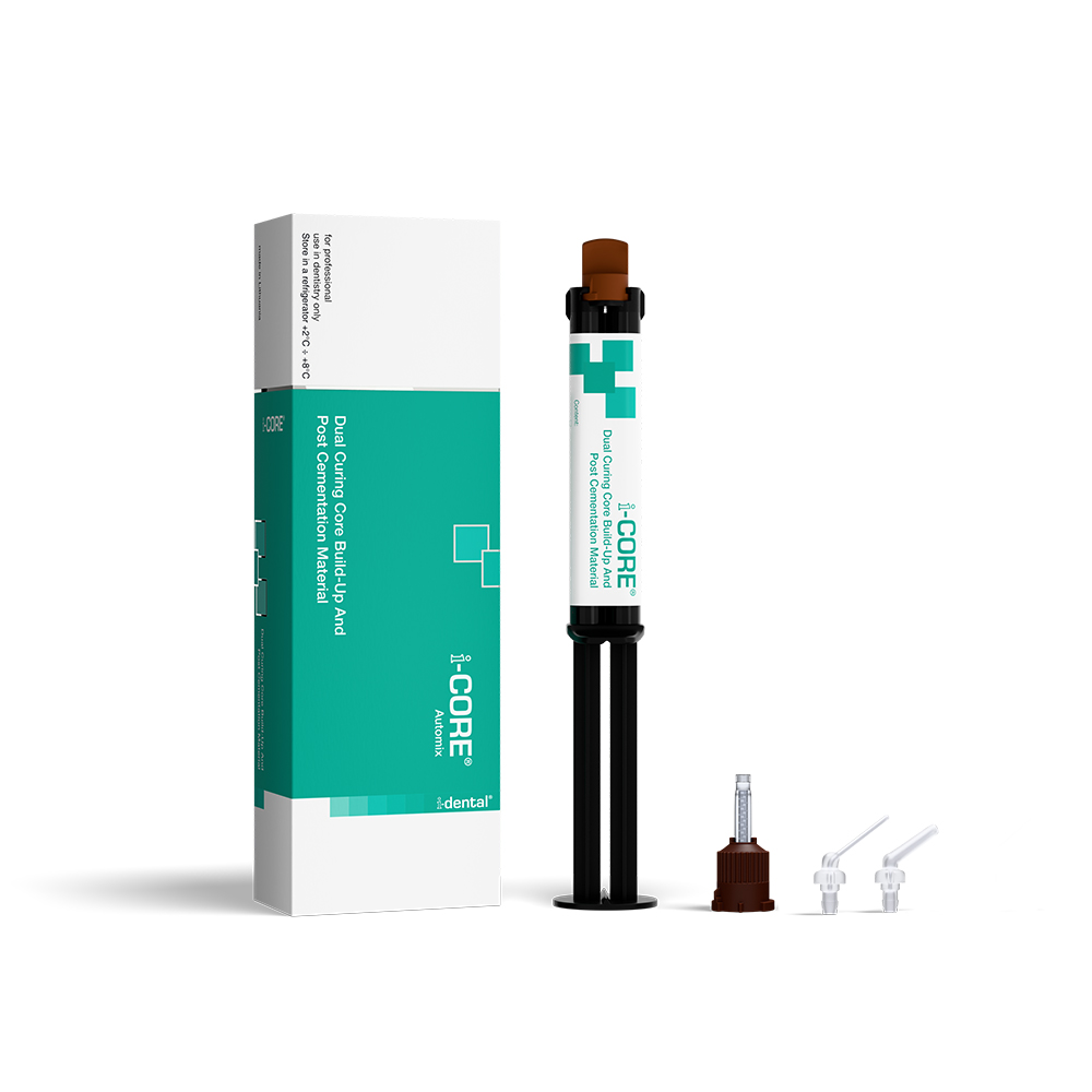 i-CORE i-dental Dual Curing Kernaufbau- und Postzementmaterial – 9g, 10 Automix-Spitzen, 10 intraorale Spitzen, 10 Wurzelkanal